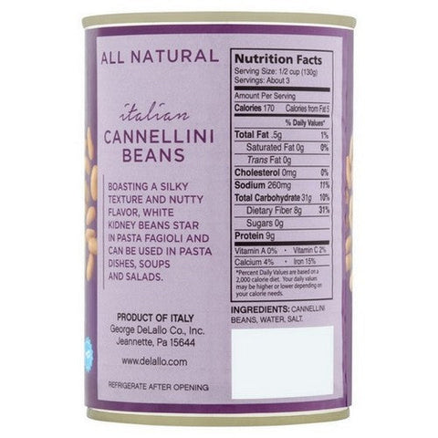 Delallo, Italian Cannellini Beans, 14 Oz (Case Of 12) Delallo