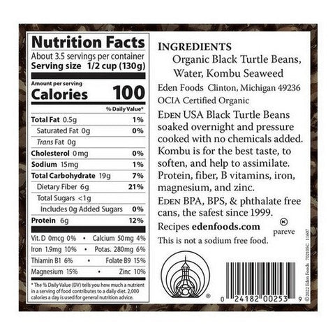 Eden Foods, Organic Black Beans, 15 Oz (Case Of 12) Eden Foods