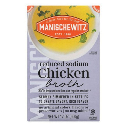 Manischewitz, Reduced Sodium Chicken Broth, 17 Oz (Case Of 12)