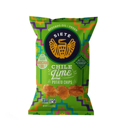 Siete, Chile Lime Kettle Cooked Potato Chips, 5.5 Oz (Case Of 6)