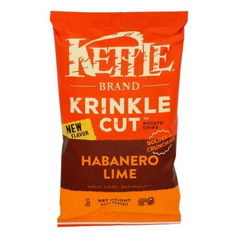 Kettle Foods, Habanero Lime Krinkle Cut Potato Chips, 5 Oz (Case Of 15)