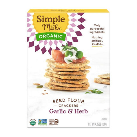 Simple Mills, Organic Seed Flour Crackers Garlic And Herb, 4.25 Oz (Case Of 6)
