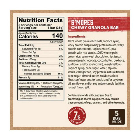 Kodiak Cakes, Chewy Granola Bars S'Mores, 6.17 Oz (Case Of 12)