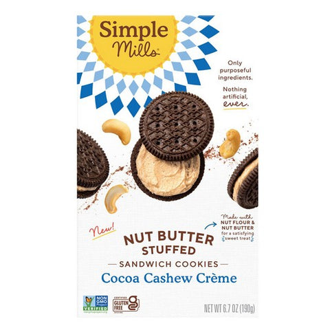 Simple Mills, Cocoa Cashew Creme Sandwich Cookies, 6.7 Oz (Case Of 8)