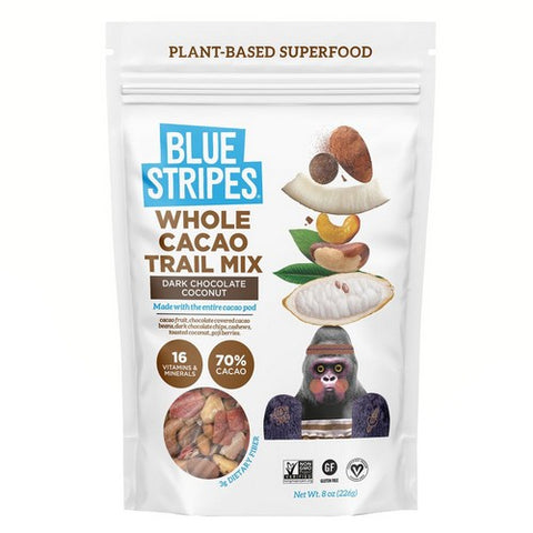 Blue Stripes, Dark Chocolate Coconut Whole Cacao Trail Mix, 8 Oz (Case Of 6)