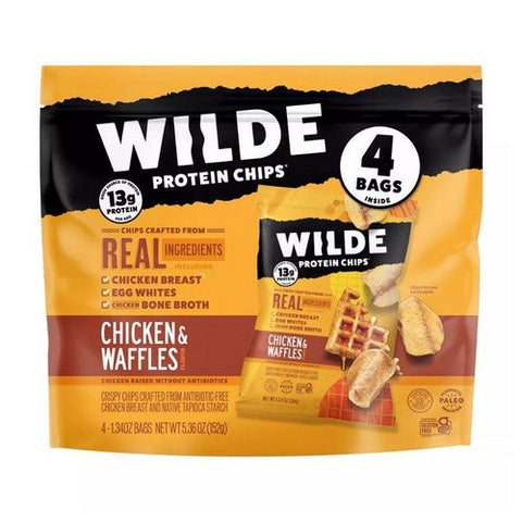 Wilde Snacks, Chicken And Waffles Protein Chips, 5.4 Oz (Case Of 8) Wilde Snacks