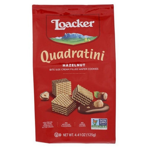 Loacker, Quadratini Hazelnut Wafer Cookies, 4.41 Oz(Case Of 6)