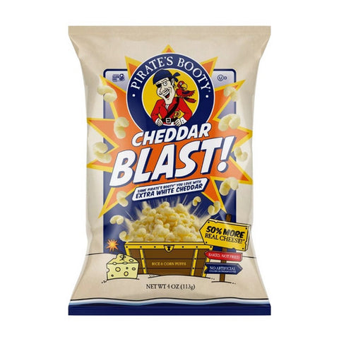 Pirate Brands, Cheddar Blast Rice And Corn Puffs, 4 Oz(Case Of 12)