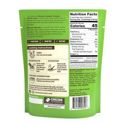Miracle Noodle, Keto Meal Teriyaki, 9 Oz(Case Of 6) Miracle Noodle