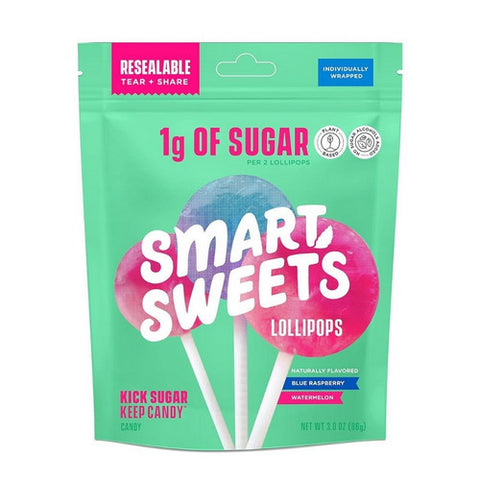 Smartsweets, Lollipops Watermelon And Blue Raspberry, 3 Oz(Case Of 10)