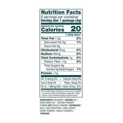 Gimme, Organic Teriyaki Roasted Seaweed Snacks, 0.7 Oz(Case Of 6) Gimme
