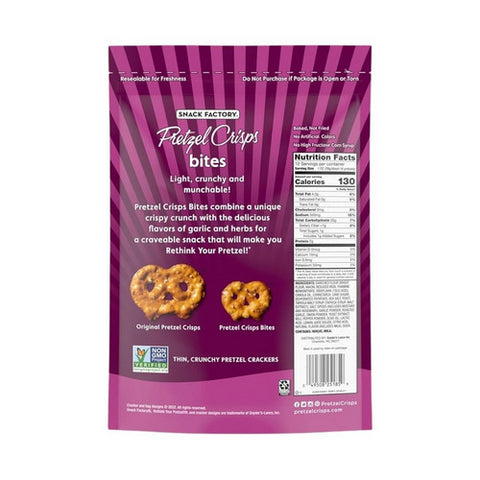 Snack Factory, Pretzel Crisps Bites Garlic & Herb, 12 Oz(Case Of 12)