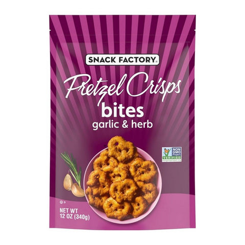 Snack Factory, Pretzel Crisps Bites Garlic & Herb, 12 Oz(Case Of 12)