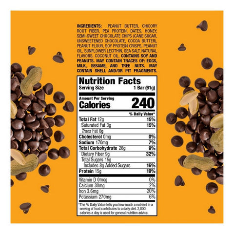 Bobo's Oat Bars, Peanut Butter Chocolate Chip Bar, 2.2 Oz(Case Of 12)