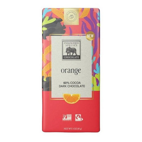 Endangered Species, Dark Chocolate Bar Orange, 3 Oz(Case Of 12)
