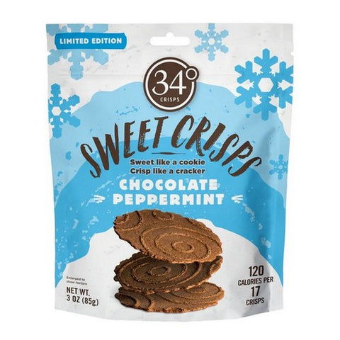34 Degrees, Chocolate Peppermint Sweet Crisps, 3 Oz(Case Of 12)