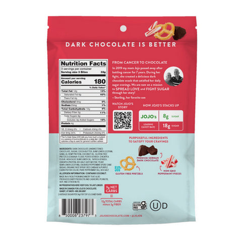 Jojos Chocolate, Pretzel Bites Chocolate Peppermint, 3.5 Oz(Case Of 6)