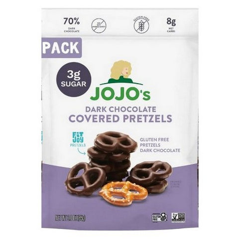 Jojos Chocolate, Dark Chocolate Pretzel Bites, 3 Oz(Case Of 6)