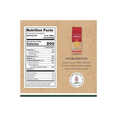 Montebello, Organic Orzo Pasta, 16 Oz (Case Of 12)