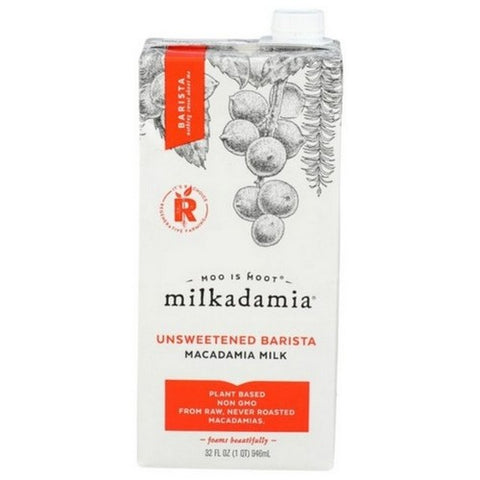 Milkadamia, Unsweetened Barista Macadamia Milk, 32 Oz (Case Of 6)