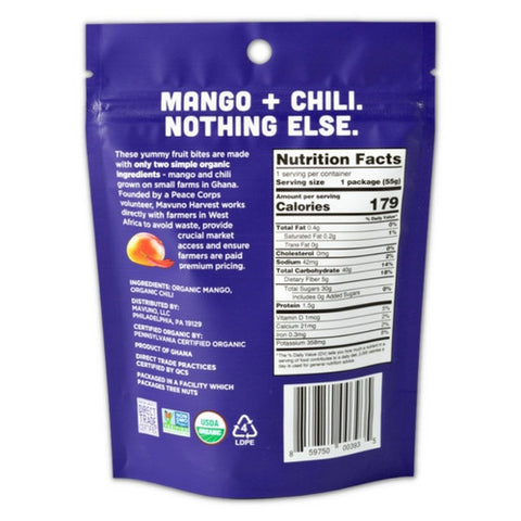 Mavuno Harvest, Organic Fruit Bites Mango And Chili, 1.94 Oz (Case Of 8)