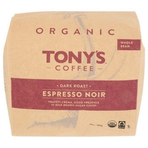 Tonys Coffee, Espresso Coffee Noir Whole Bean, 24 Oz (Case Of 8)