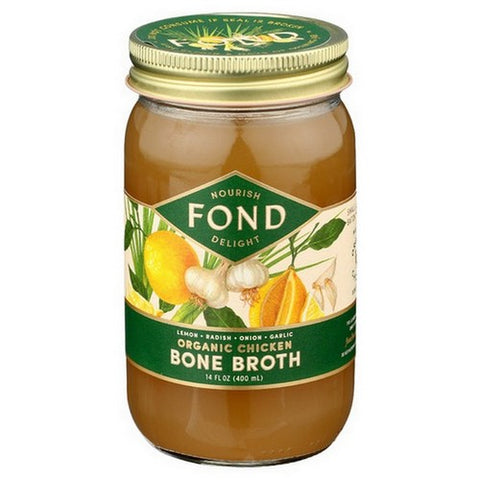 Fond Bone Broth, Organic Lemon Radish Onion Garlic Chicken Bone Broth, 14 Oz (Case Of 4)