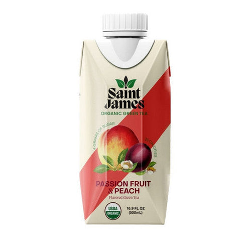 Saint James Brands Llc, Organic Green Tea Passion Fruit And Peach, 16.9 Oz (Case Of 12) Saint James Brands Llc