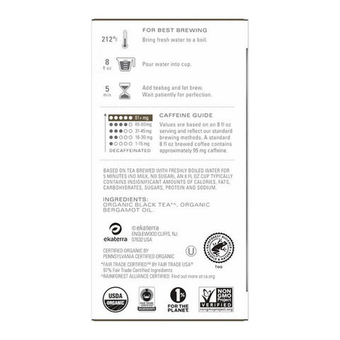 Tazo, Organic Black Earl Grey Tea, 16 Bags (Case Of 6)