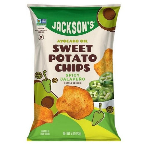 Jacksons Chips, Sweet Potato Kettle Chips Spicy Jalapeno, 5 Oz (Case Of 12)