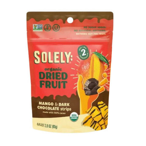 Solely, Organic Dried Fruit Mango Strips, 2.8 Oz(Case Of 8) Solely