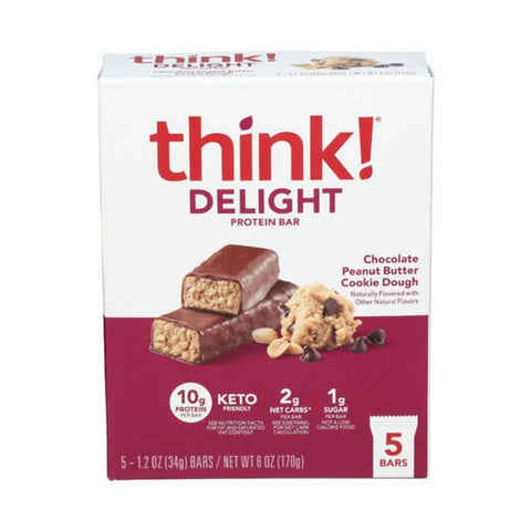 Think Thin, Keto Chocolate Peanut Butter Cookie Dough Bars, 6 Oz(Case Of 6)