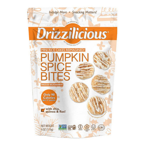 Drizzilicious, Pumpkin Spice Mini Snack Chocolatey Rice Cakes, 4 Oz(Case Of 6) Drizzilicious