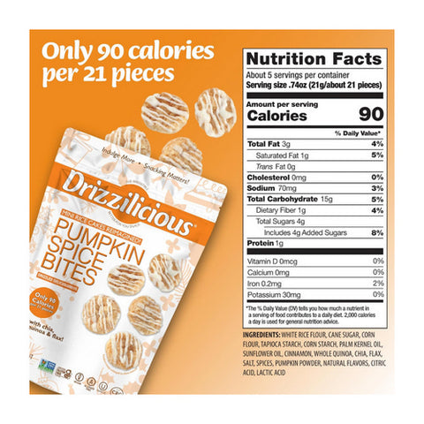Drizzilicious, Pumpkin Spice Mini Snack Chocolatey Rice Cakes, 4 Oz(Case Of 6)
