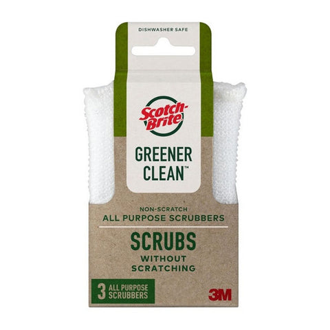Scotch Brite, Greener Clean Non Scratch Scrubber, 3 Count(Case Of 6)