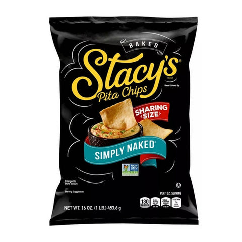 Stacys Pita Chips, Simply Naked Pita Chips, 16 Oz(Case Of 6)