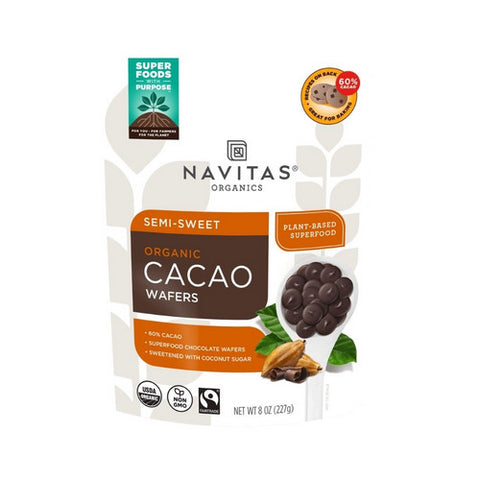 Organic Semi Sweet Cacao Wafers 8 Oz(Case Of 6) by Navitas Organics