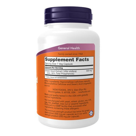 Now Foods, Grape Seed Extract, 500 mg, 90 VegCaps