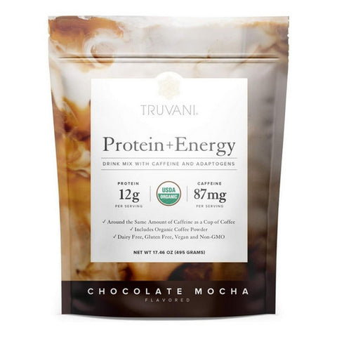Truvani, Protein Plus Energy Chocolate Mocha Powder, 17.46 Oz