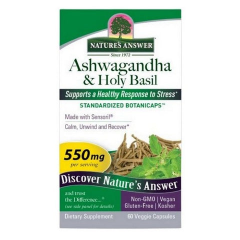 Nature's Answer, Ashwagandha And Holy Basil, 60 Veggie Capsules
