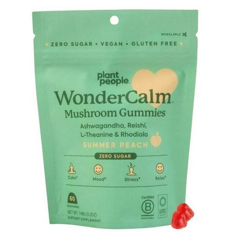 Plant People, WonderCalm Mushroom Summer Peach, 60 Gummies