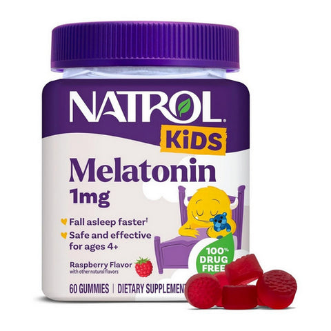 Natrol, Kids Melatonin Gummies Raspberry Flavored, 1 Mg, 60 Gummies Natrol