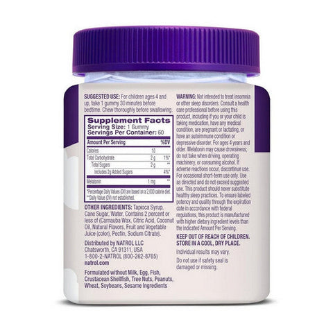 Natrol, Kids Melatonin Gummies Raspberry Flavored, 1 Mg, 60 Gummies Natrol