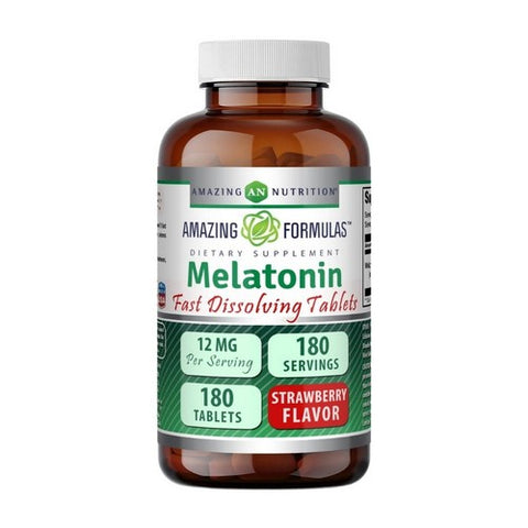 Amazing Nutrition, Amazing Formulas Melatonin Strawberry, 180 Tabs Amazing Nutrition