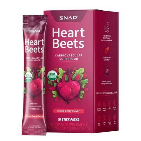 Snap Supplements, Heart Beets Stick Packs, 10 Count