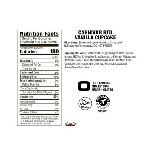 JST WRK Energy, MuscleMeds Carnivor Vanilla Cupcake, 12 Count JST WRK Energy