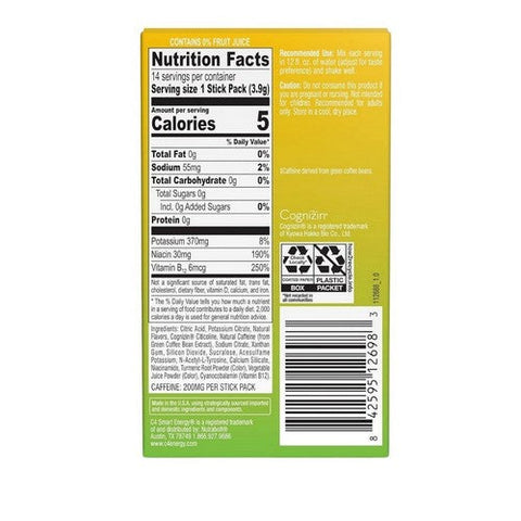 Cellucor, C4 Smart Energy Yuzu Lime, 14 Count Cellucor