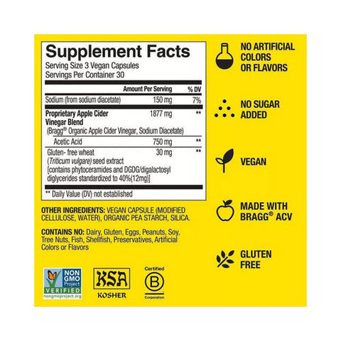 Bragg, Bragg Inner Glow Apple Cider Vinegar And Phytoceramides, 90 Capsules Bragg