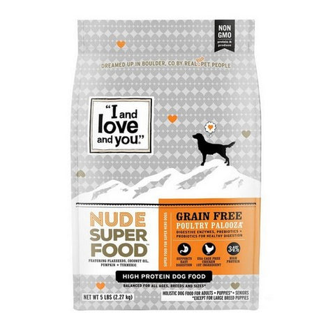 I And Love And You, Nude Super Food Dry Dog Food Poultry Palooza, 5 Lbs (Case Of 3)