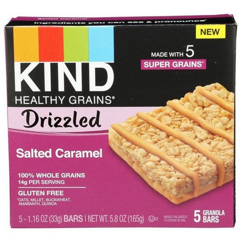 Kind, Healthy Grains Bars Drizzled Salted Caramel, 1.16 Oz x 5 (Case Of 8)